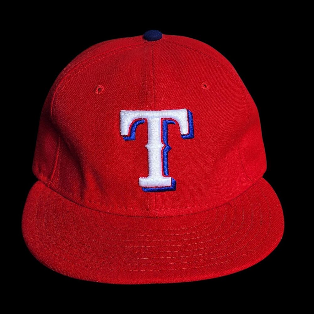 New Era Texas Rangers 59FIFTY Fitted Hat Cap Red "T" Logo MLB Authentic USA Made